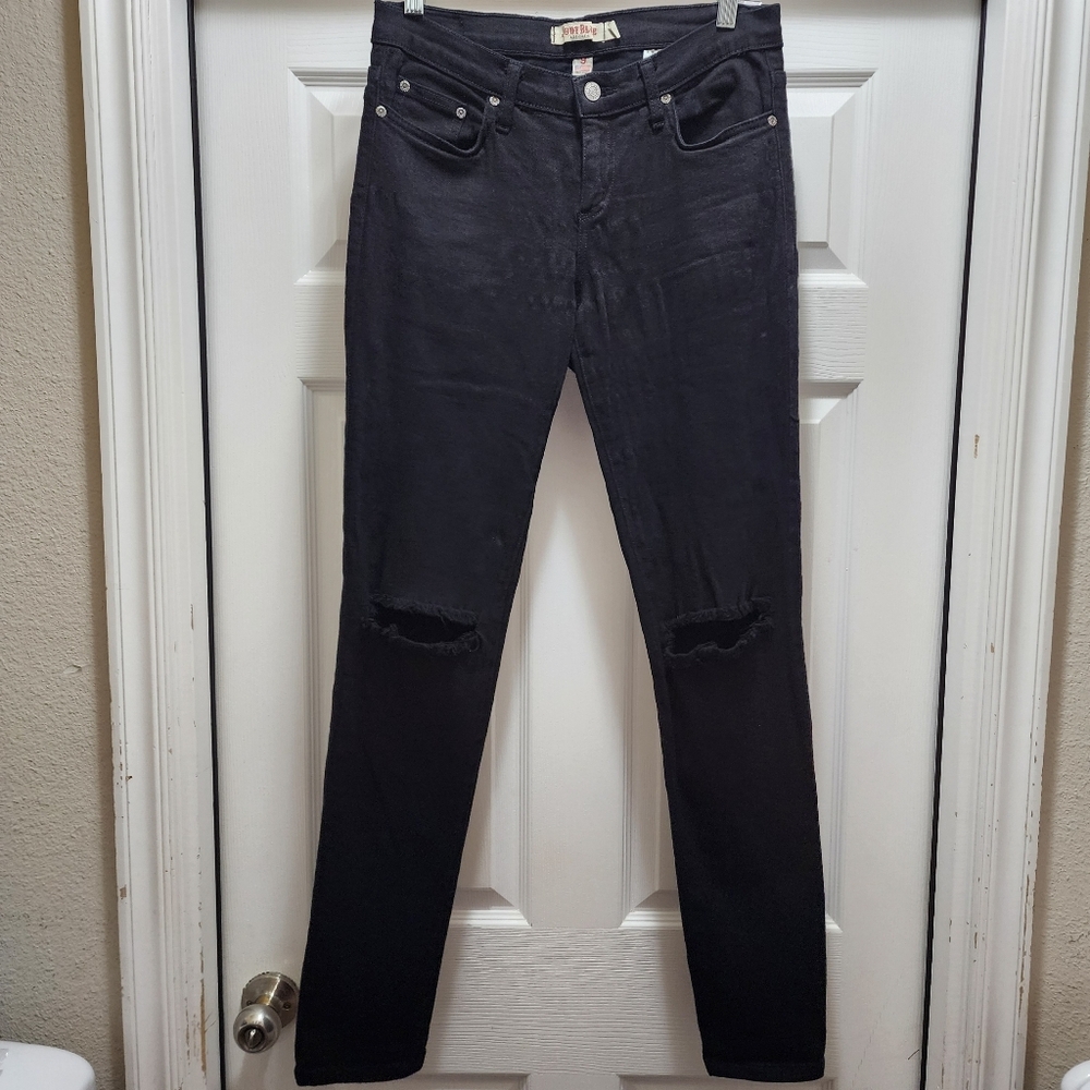 Judy Blue Women’s 9 Black Jeans Holes Knees Stretch Style 8326 Made In USA